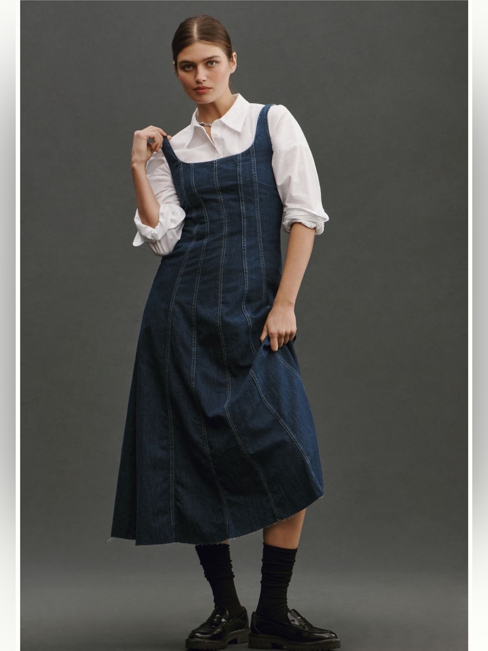 Reformation Amory denim midi Dark Blue Dress